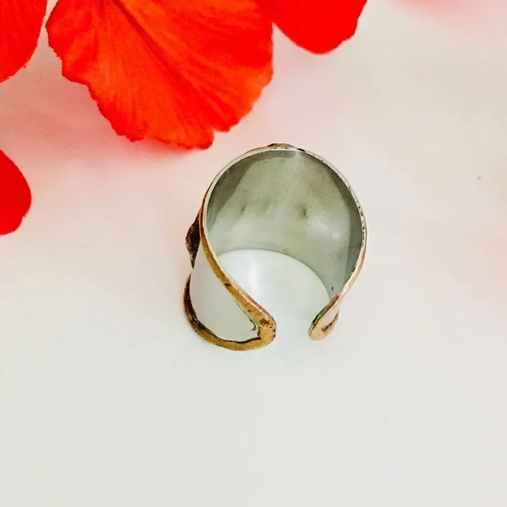 Artisan Open Ring Bohemian Gipsy Mixed metals 1011 - Picture 3 of 4